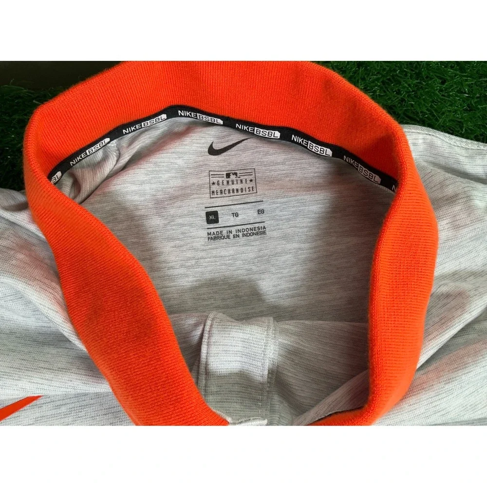 Nike BSBL New York Mets Polo Shirt Mens XL Grey Orange MLB Baseball Swoosh